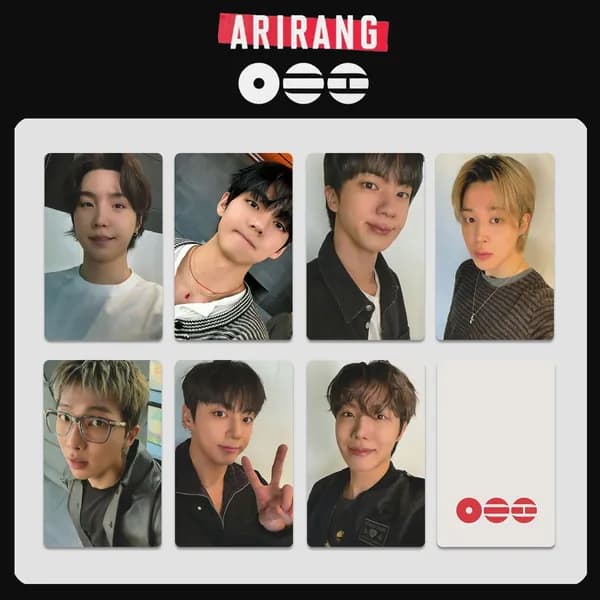 Карточки BTS альбом карты ARIRANG БТС JK SUGA JIMIN JIN SUGA k-pop карточки коллекционные 54 * 86 мм 7 шт