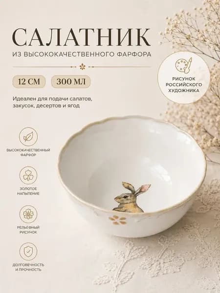 Салатник пасхальный 300мл "Rabbits collection" фарфор