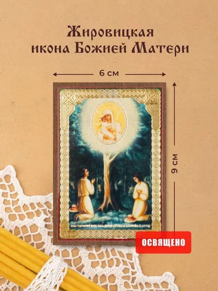 Жировицкая икона Божией Матери освященная на МДФ 6х9 Духовный Наставник