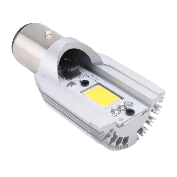 H6 BA20D: светодиодная лампа для мотоцикла Px15D, 12W, "COB" / алюминиевый корпус, серебристый.