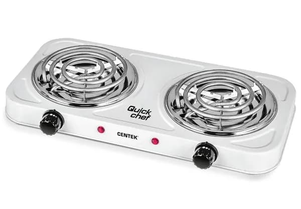 Плита настольная электрическая Centek CT-1509 (белая) 2конфорки ТЭН 140мм, 2000Вт, индикатор работы, усиленный корпус