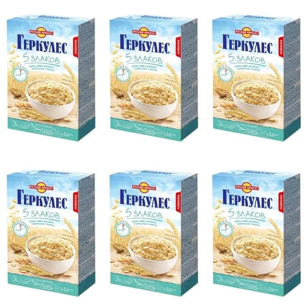 Русский Продукт Геркулес 5 злаков, 400 г, 6 уп в коробке