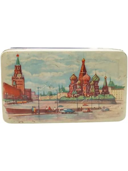 Винтажная коробка "Красная площадь". Металл, СССР, 1970-1980