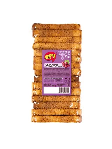Сухари сахарные ОГО! с изюмом, 300 г