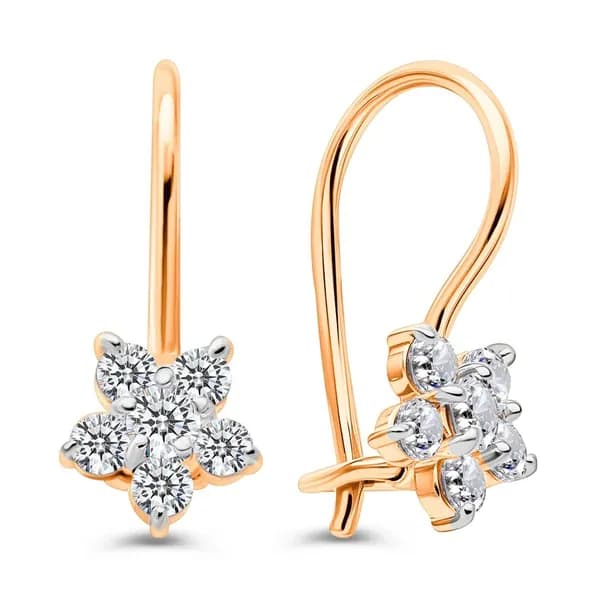 Серьги детские с фианитами из красного золота 375 пробы 585GOLD