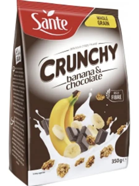 Мюсли Sante Crunchy, с бананом и шоколадом, 350г