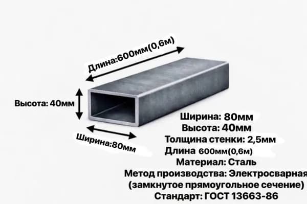 Трубы электросварные профильные ГОСТ 13663-86, 80х40х2.5мм --60см