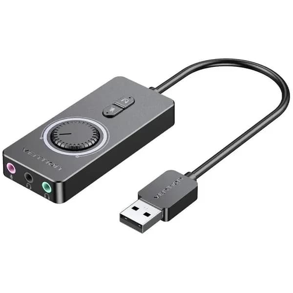 Внешняя звуковая карта Vention c регулятором громкости USB, 3.5 мм CDRBB