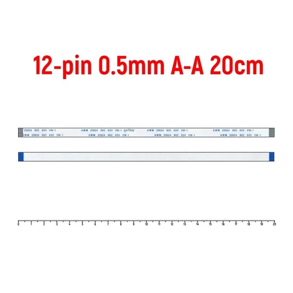 Шлейф тачпада для ноутбука Asus K53S FFC 12-pin Шаг 0.5mm Длина 20cm Прямой A-A AWM 20624 80C 60V VW-1
