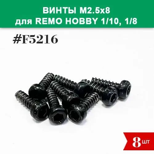 F5216 Винт М2.5х8мм с цилиндрической головкой под шестигранник для Remo Hobby