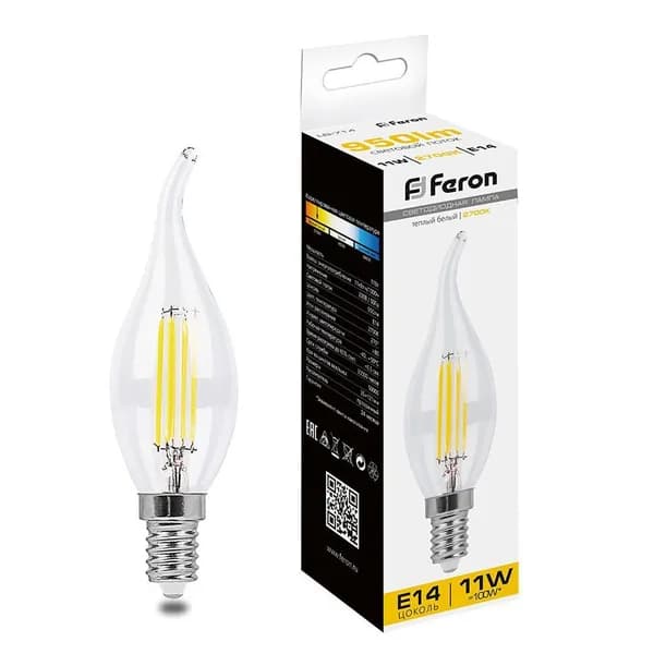 Лампа светодиодная LB-714 Свеча на ветру E14 11W 230V 2700K FERON 38010