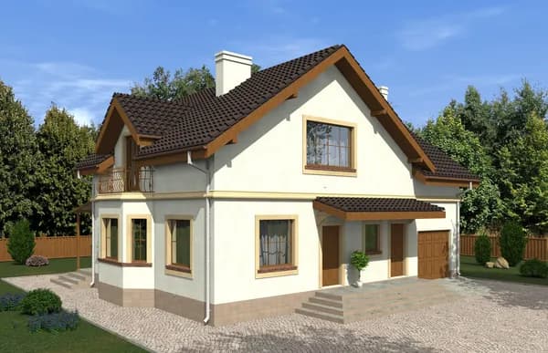 Проект Rg5005 - Проект дома с мансардой, эркером и террасой (188 м2, 14м x11м)
