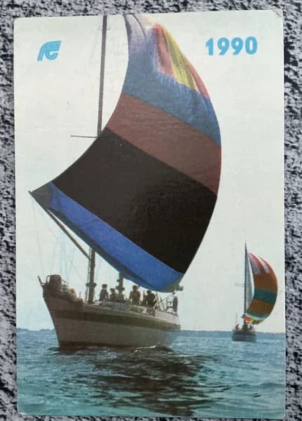 Календарик винтажный СССР Парусник 1990 год #17