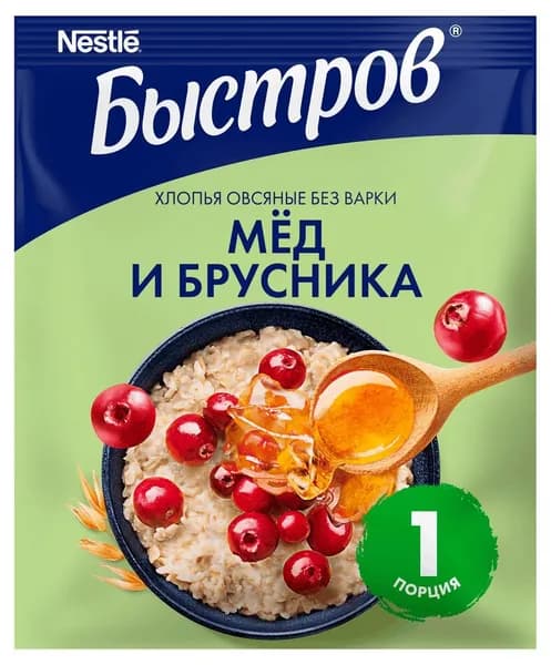 Каша овсяная Быстров брусника с медом, 40 г
