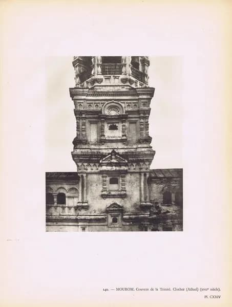 Фотогравюра антикварная. Муром. Троицкий монастырь, колокольня. Франция, 1929 год