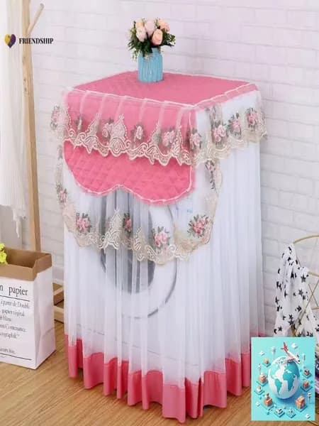 Розовый кружевной чехол для стиральной машины