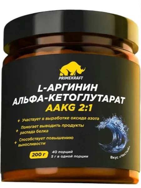 Аргинин / AAKG PRIMEKRAFT ААКG 2:1 200 г, Натуральный, Восстановление и ускорение обмена веществ