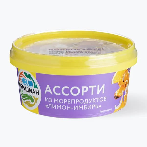 Ассорти из морепродуктов в соусе лимон с имбирём 180 г, Меридиан