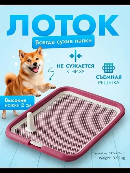 Туалет лоток для собак с сеткой под пеленку 64*49*6см