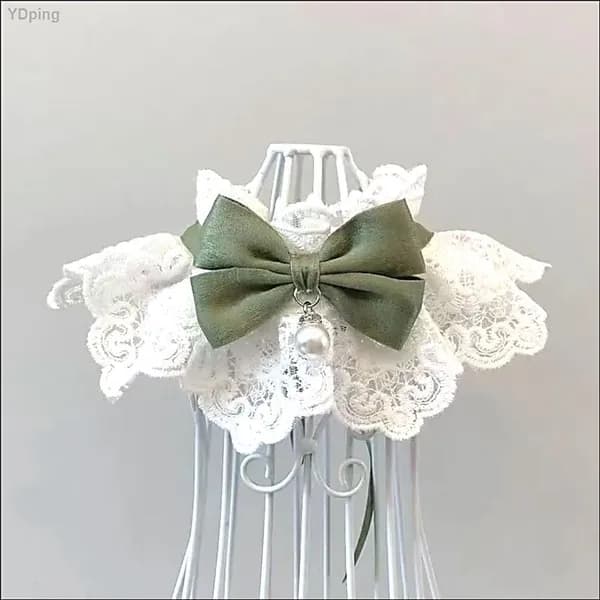 КРУЖЕВНОЙ ВОРОТНИК с бантом для собак и кошек, S, розовый