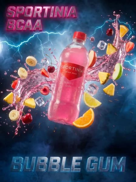 Спортивный напиток Sportinia BCAA Bubble gum (Спортиния ВСАА) Бабл Гам 0,5л./3 бут.