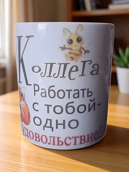 Кружка керамическая с принтом "Коллеге". 330 мл.
