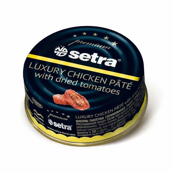 Паштет SETRA PREMIUM LUXURY курица с вяленными томатами /жесть/ 100г