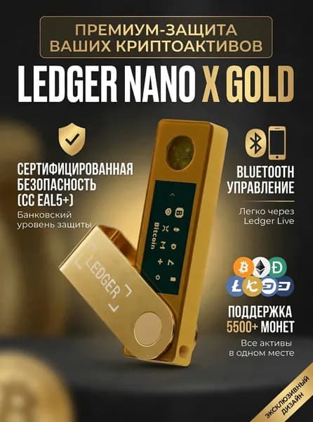 Аппаратный криптокошелек Ledger Nano X, Gold
