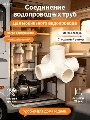 Сантехнические фитинги для труб, угольник подачи воды, пятиходник объемный