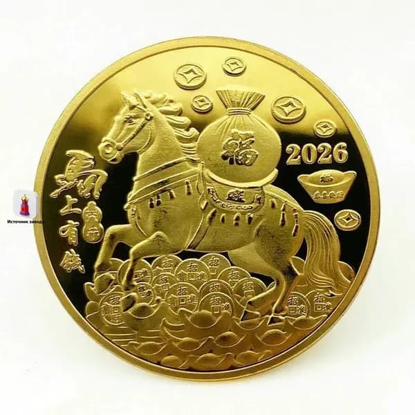 Сувенирная монета Лошадь символ 2026 года