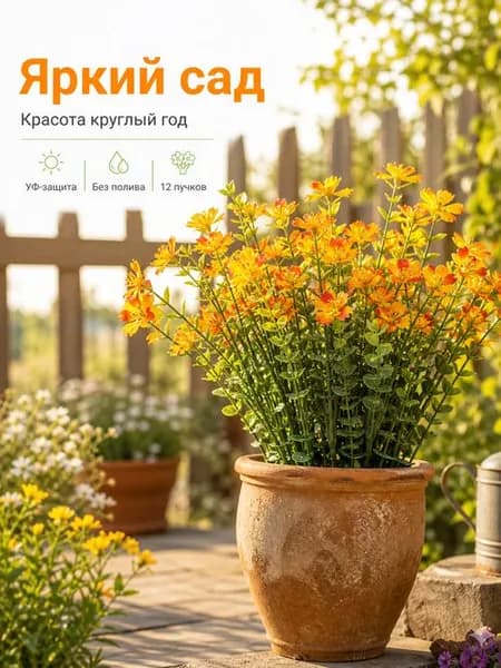 Стабилизированные цветы Кустовые хризантемы, 35 см, 15 гр, 1 шт