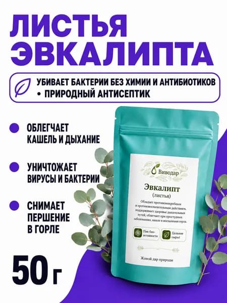 Эвкалипт листья для ингаляций от кашля бронхита 50г природный антисептик Виводар Кавказ