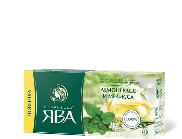 Чай зеленый Принцесса Ява вкус Лемонграсс и Мелисса, 25 пак