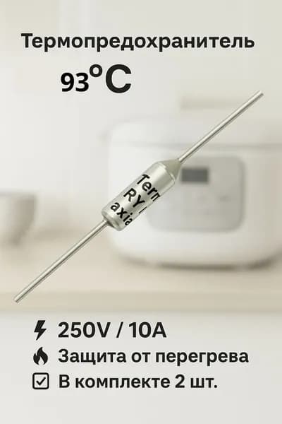 Термопредохранитель 10A 93C градусов, тепловой предохранитель на размыкание - 2шт.