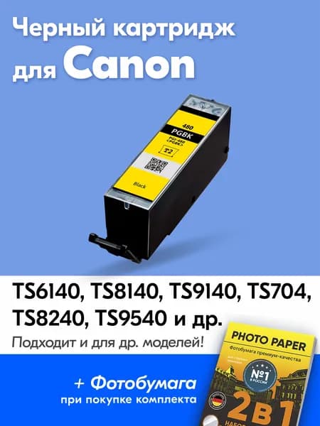 Картридж для Canon PGI-480 / TS8140 TS8340 TR8540 TS9540 TS9140 TS8240 TS6240 TS6140 TR7540, для струйного принтера черный