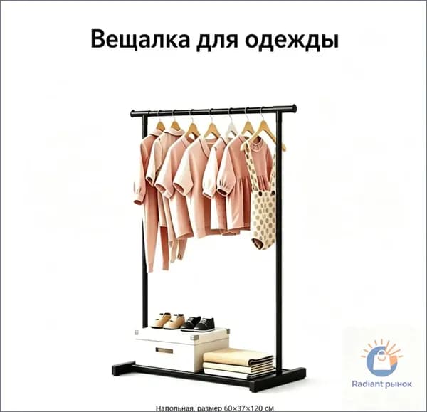 Вешалка напольная 120х60х37 см на колесах abs пластик черный