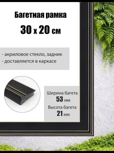 Рамка багетная для картин со стеклом 30 x 20 см, РБ-294