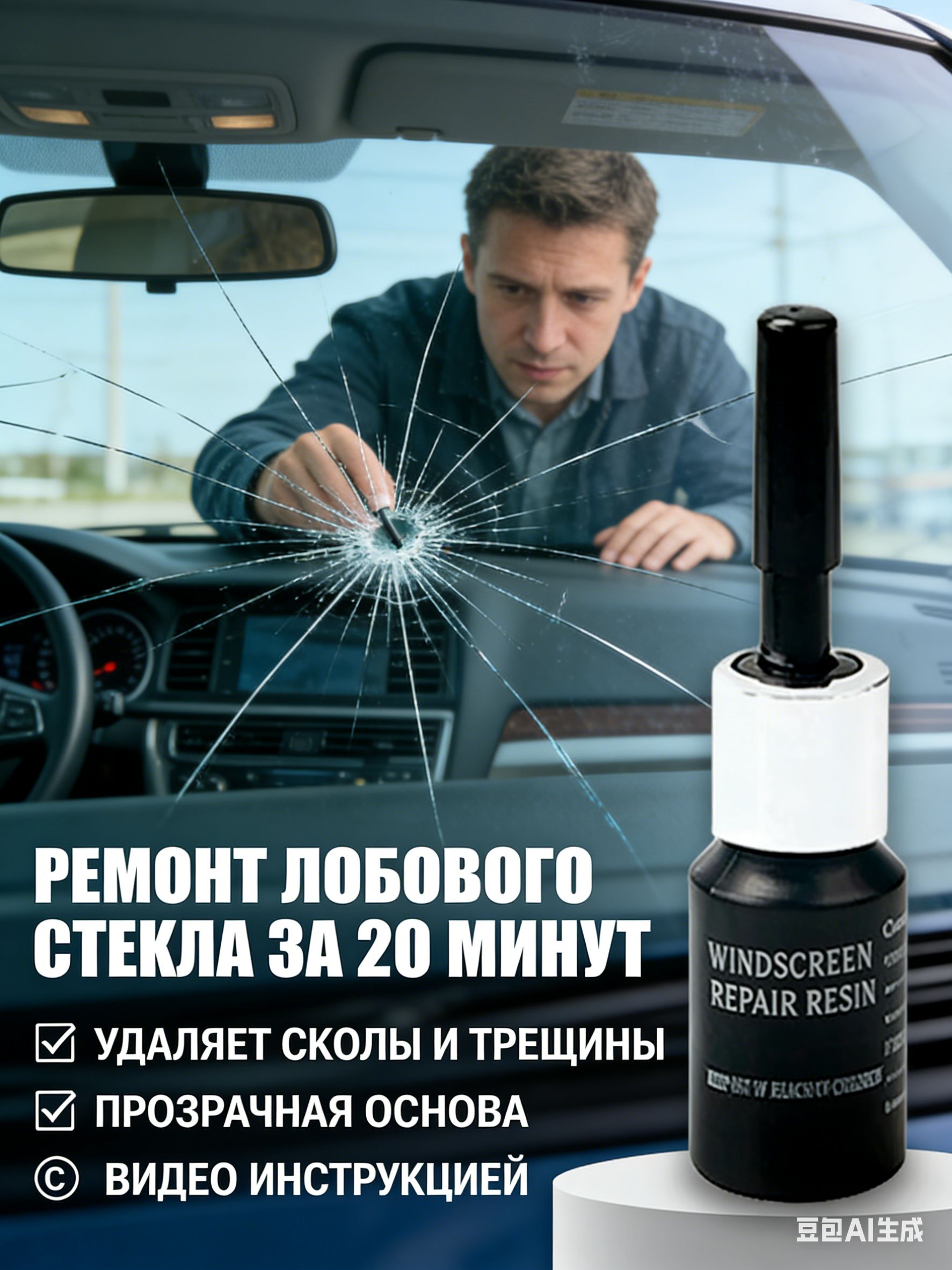 Клей автомобильный Готовый раствор, 3 мл, 1 шт.