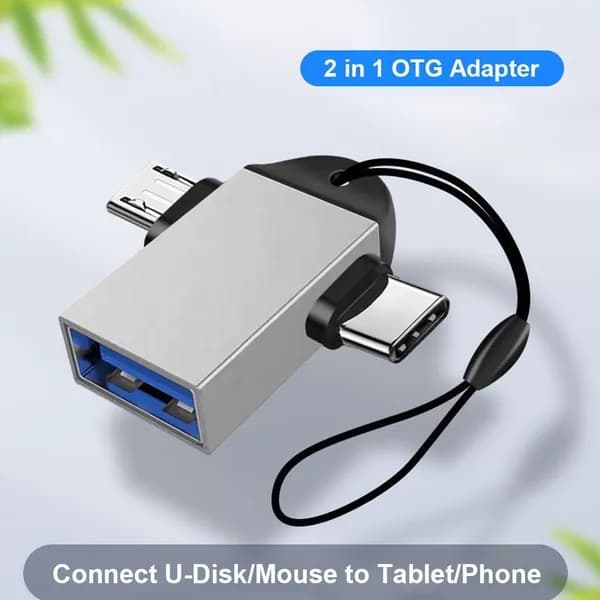 USB 3.0 OTG-адаптер Type-C и micro-USB с разъёмом USB-A и ремешком
