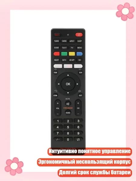 Универсальный пульт для телевизоров RML113+12 и RML1130+8 с эргономичным дизайном, Черный