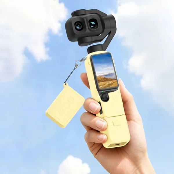 Чехол для DJI Osmo Pocket 4P из силикона жёлтого цвета в комплекте из четырёх элементов