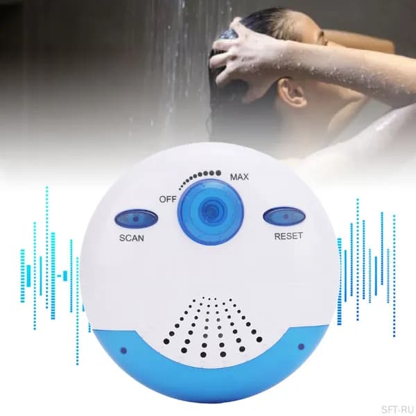 Водонепроницаемое портативное радио FM 360 градусов для душа и улицы с верхней ручкой, материал ABS, работает от батареек ААА, комплект включает радио и ручку
