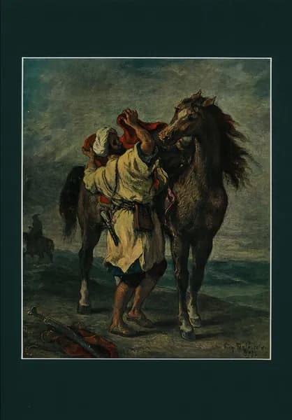 Гравюра Эжен Делакруа Марокканец, седлающий коня Российская Империя 1900 год