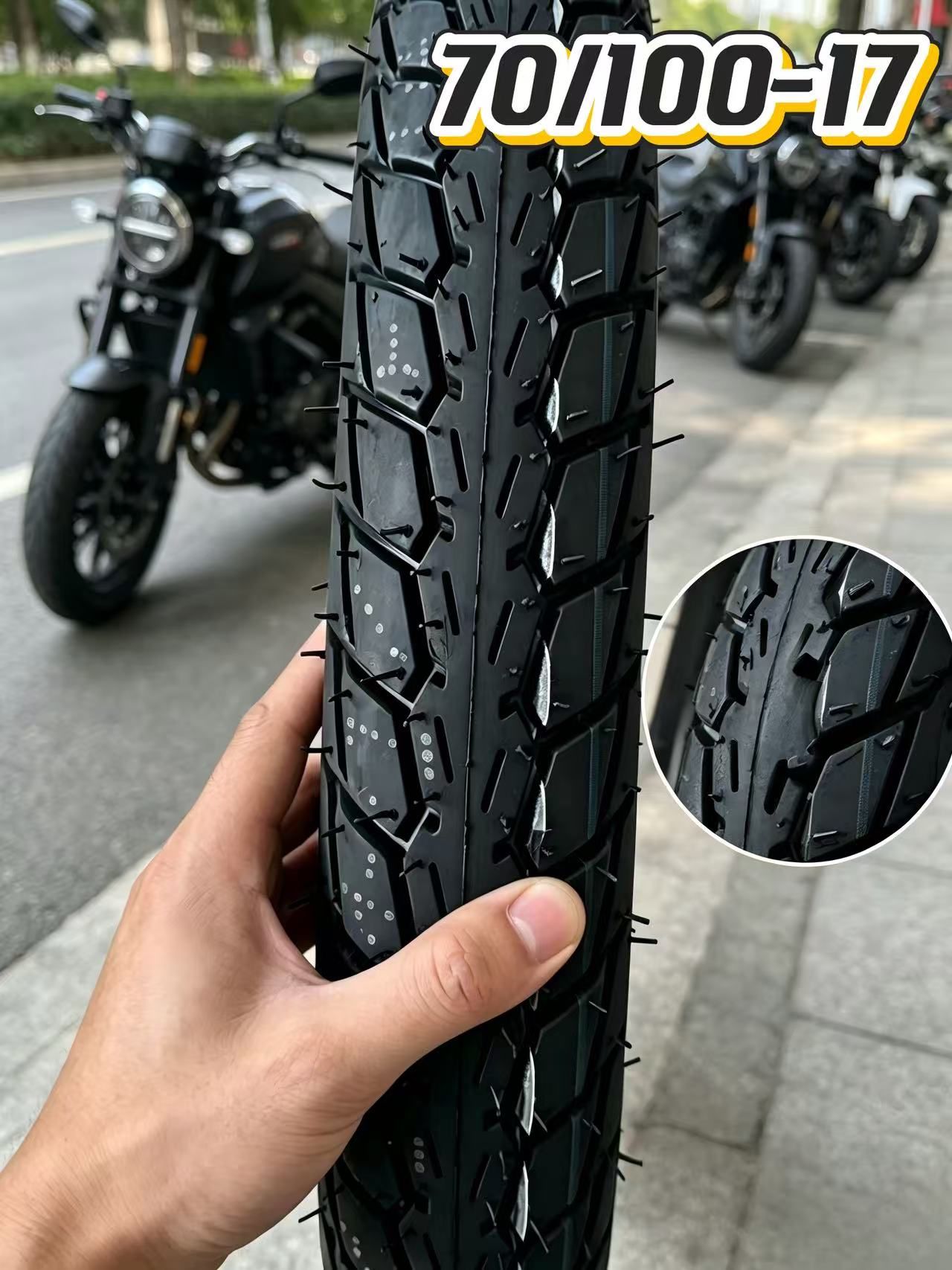Противоскользящая мотошина 70-100-17 Мотошины  70/100 R17