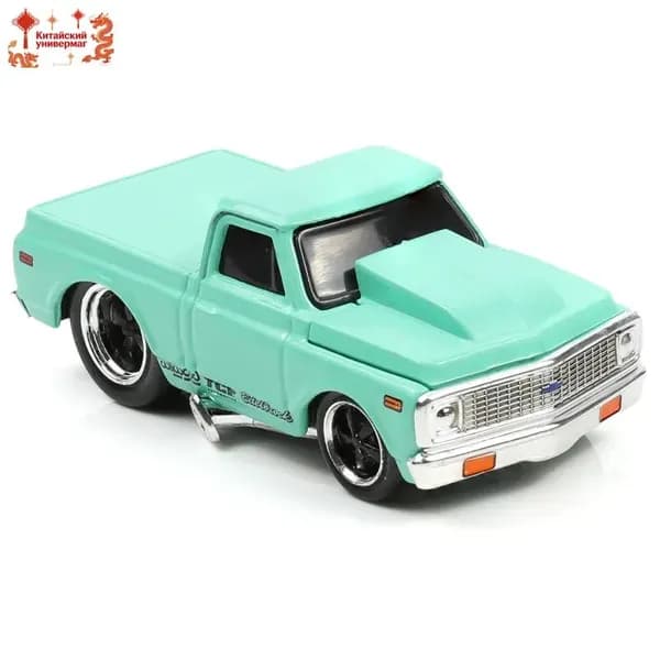 Игрушечная модель пикапа Chevrolet C10, год 1972, масштаб 1:64, литье под давлением из металлического сплава, зеленый цвет, модель гоночного автомобиля в подарок, маленький размер, классическа