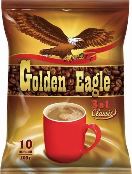 Golden Eagle Растворимый кофейный напиток Classic, 3 в 1, в пакетиках, 20 г, 10 шт //