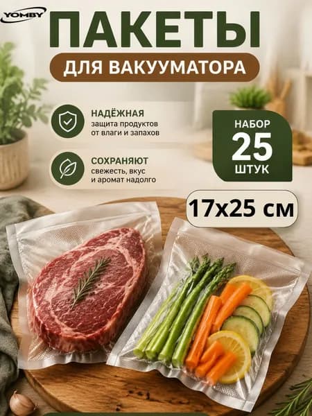 Пакеты для вакууматора рифленые 17х25 см 25 штук