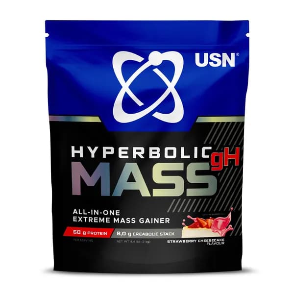 Простые углеводы USN Hyperbolic Mass 2000 грамм, (клубничный чизкейк)