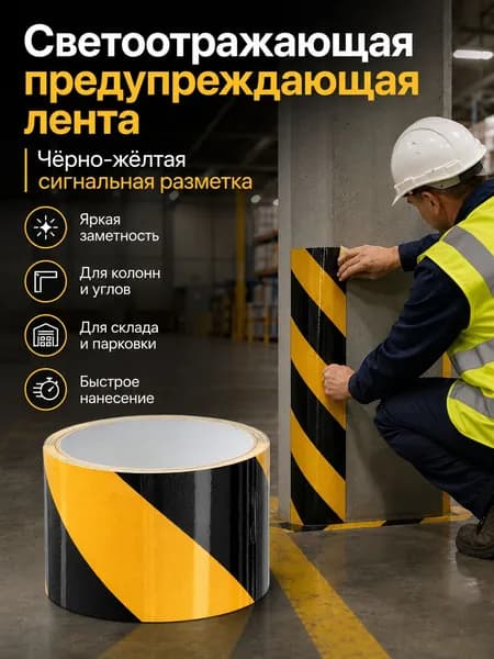 Сигнальная разметочная лента, яркая заметность, для склада и парковки