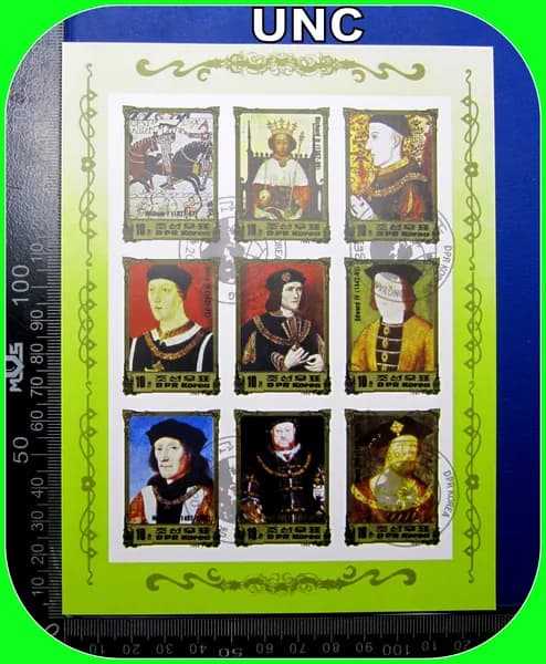 марка Северная Корея КНДР / 1984 год . Европейские правители короли монархи искусство /лист блок - UNC